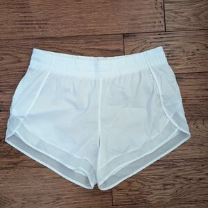 Athleta White Mesh Racer Shorts